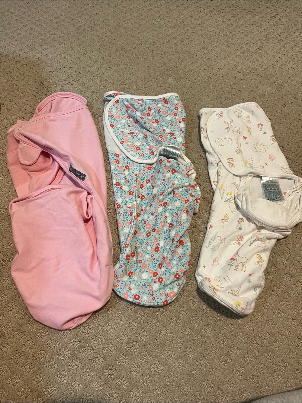 NWOT aden + anais pink, aqua floral and cream swaddle sleep sacks